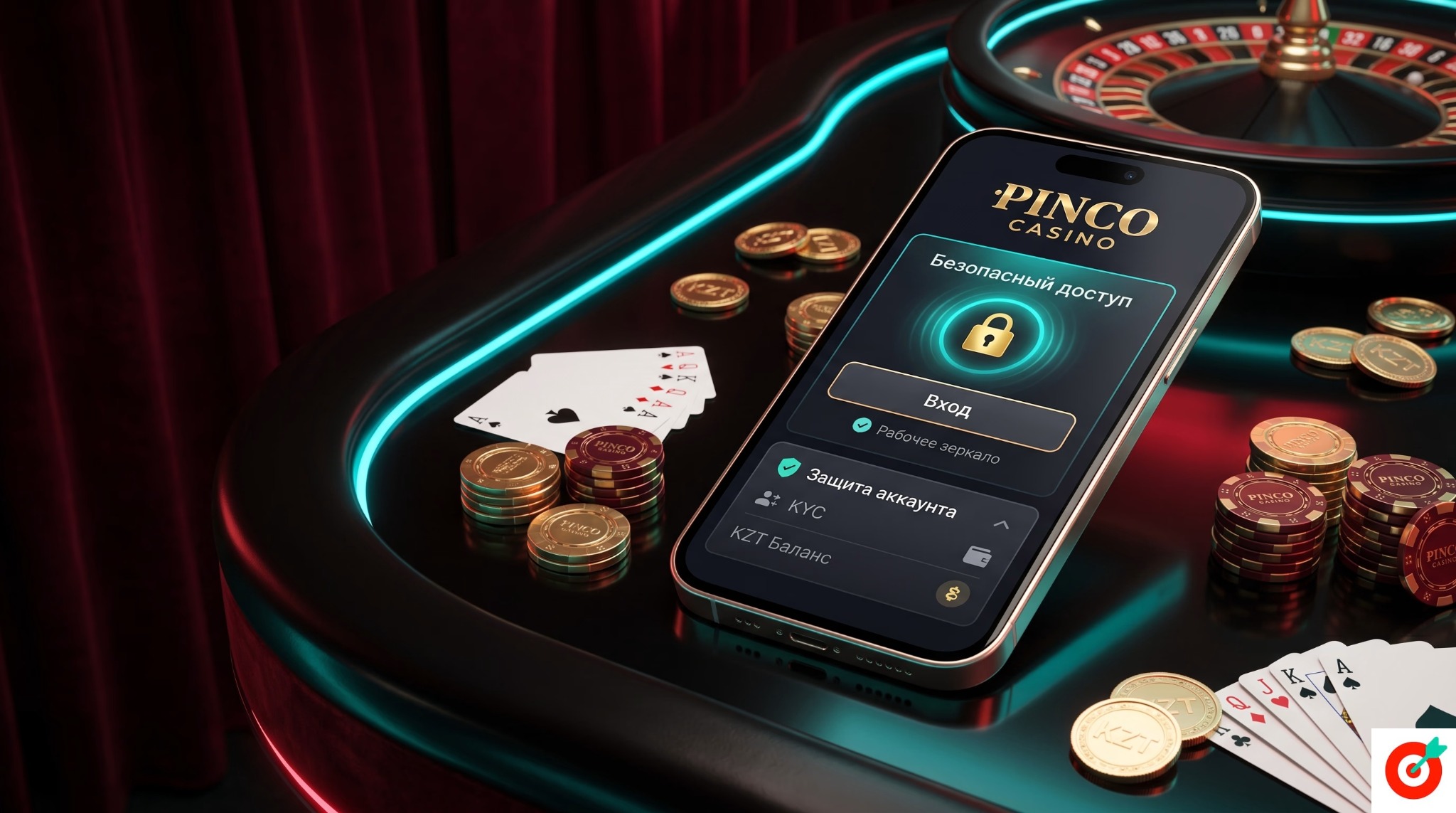 Экран безопасного входа Pinco Casino и проверка аккаунта